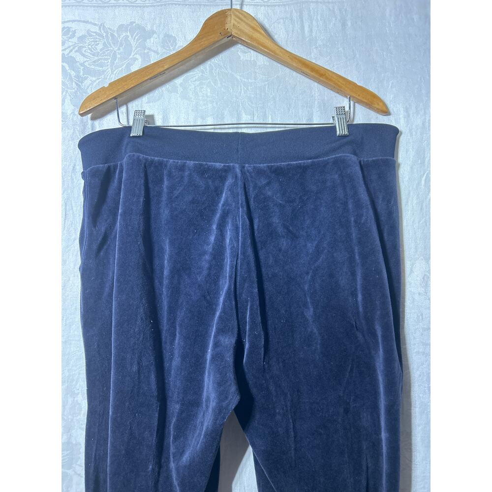 Juicy Couture Velour Pants XL Navy Blue Track Joggers Drawstring Y2K Elastic Cuf - Picture 11 of 13